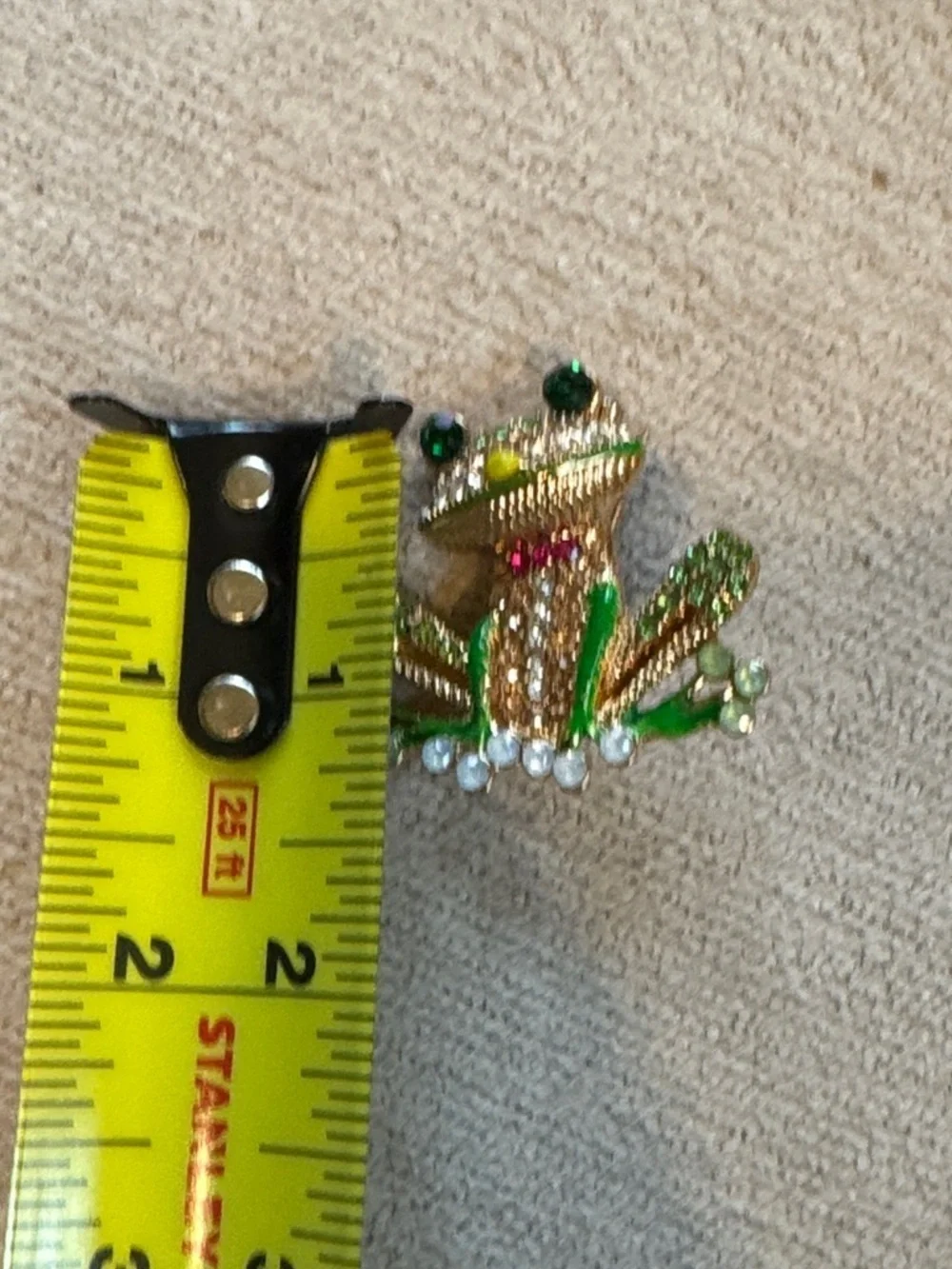 Green Crystal Frog Brooches - Set of 2
